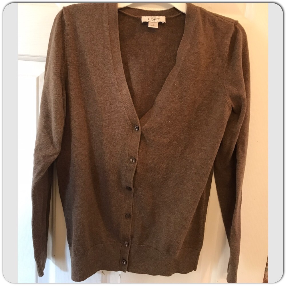 LOFT Brown Button Down Cardigan - Picture 3 of 8